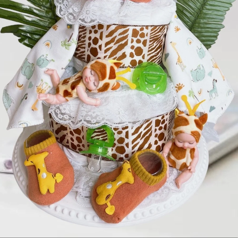 Twins Safari Giraffe Diaper Cake, Safari themed